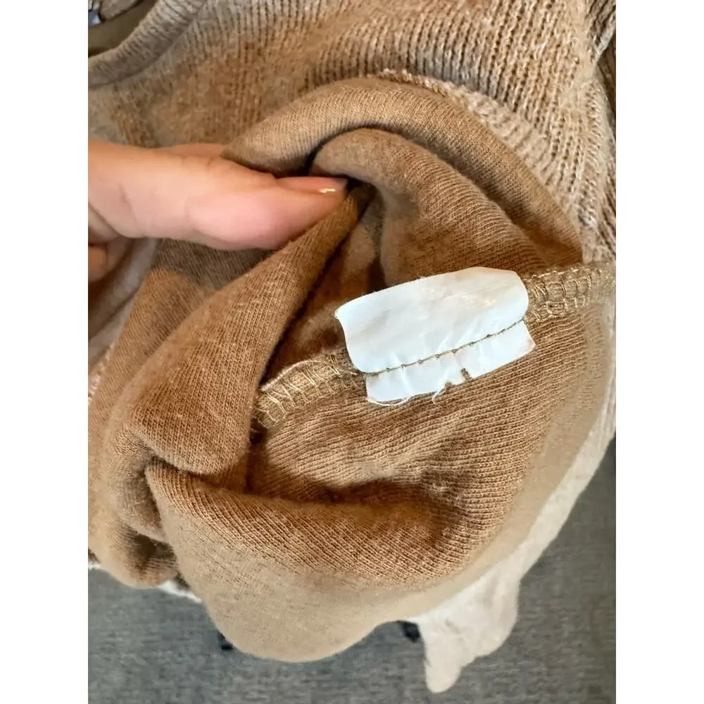 Zara Cropped Soft-Touch Ribbed Sweater Dark Beige Size M
